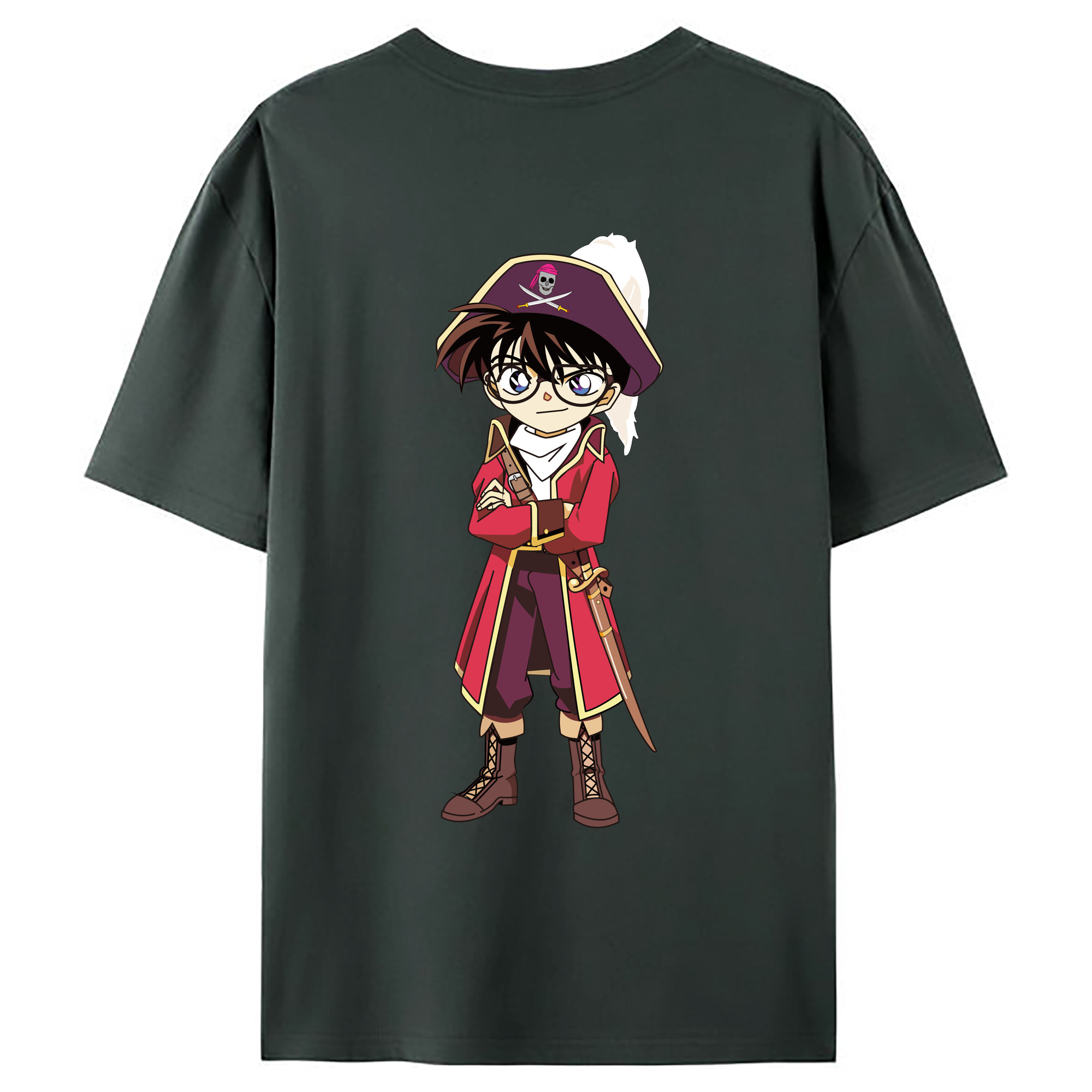 （画像用） 名探偵コナン 江戸川 コナン Detective Conan Conan Edogawa 綿100％ メンズ半袖Tシャツ（バックプリント） 通気性